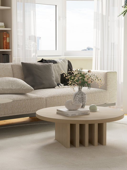 luxury furniture showcased in modern living room with layered textures
