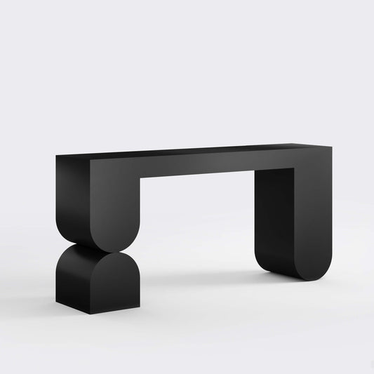 Modern timber console tables in Melbourne showroom