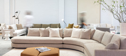 Custom sofa with deep seating and feather-filled cushions