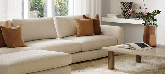 Handcrafted custom sofas with neutral linen upholstery