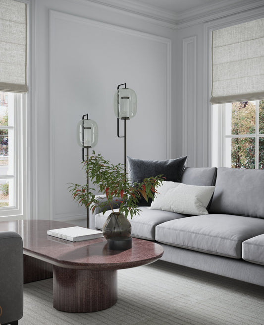 A stylish corner lounge with a sofa bed in a contemporary living space.