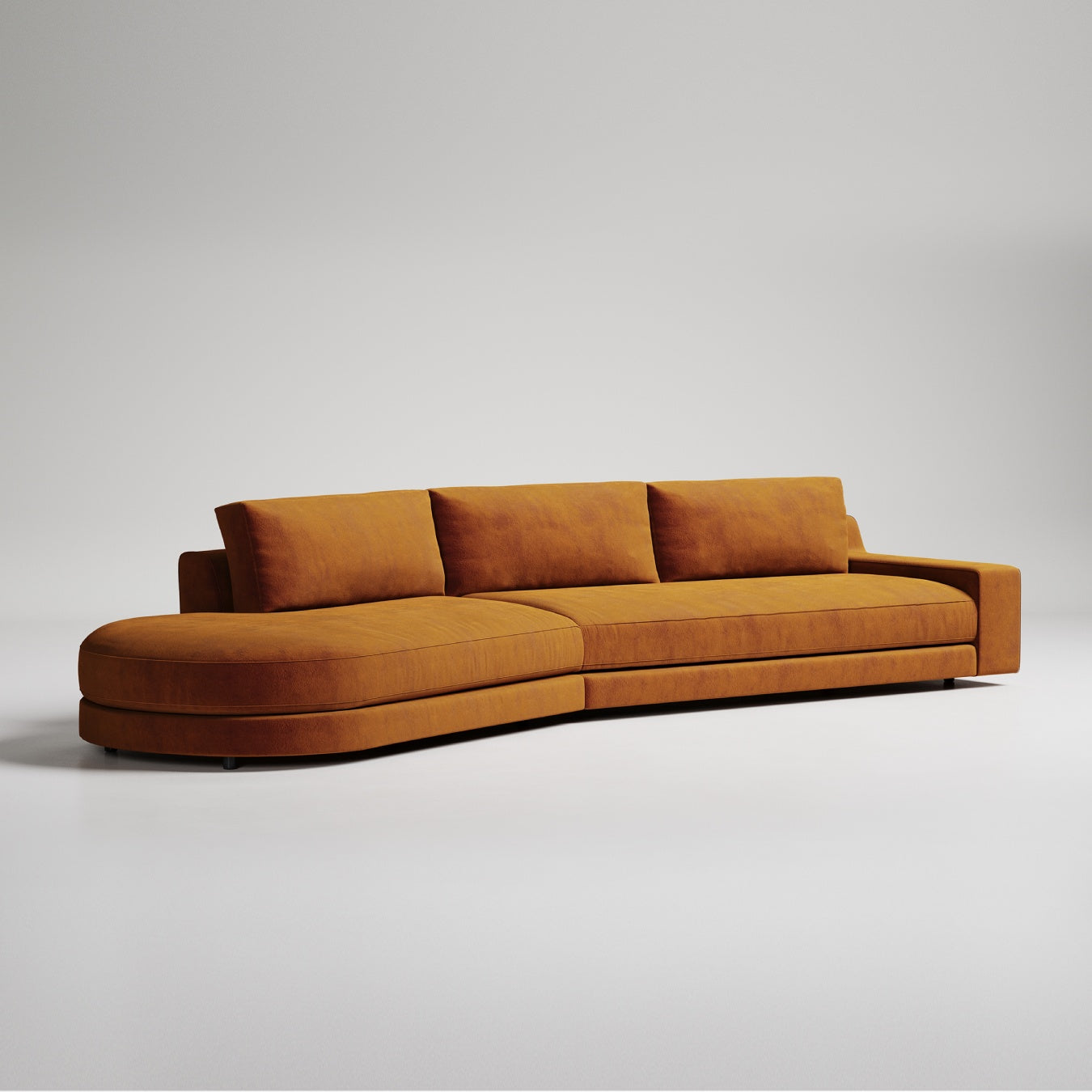 Pumpkin coloured modular sofa