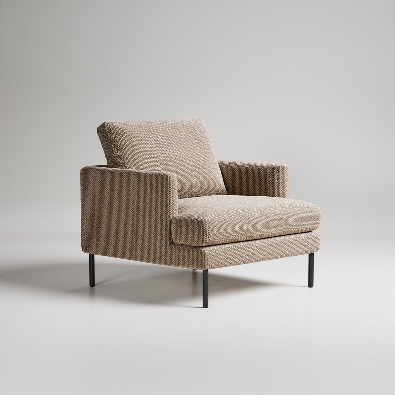 Modern cream boucle armchair with slim black legs