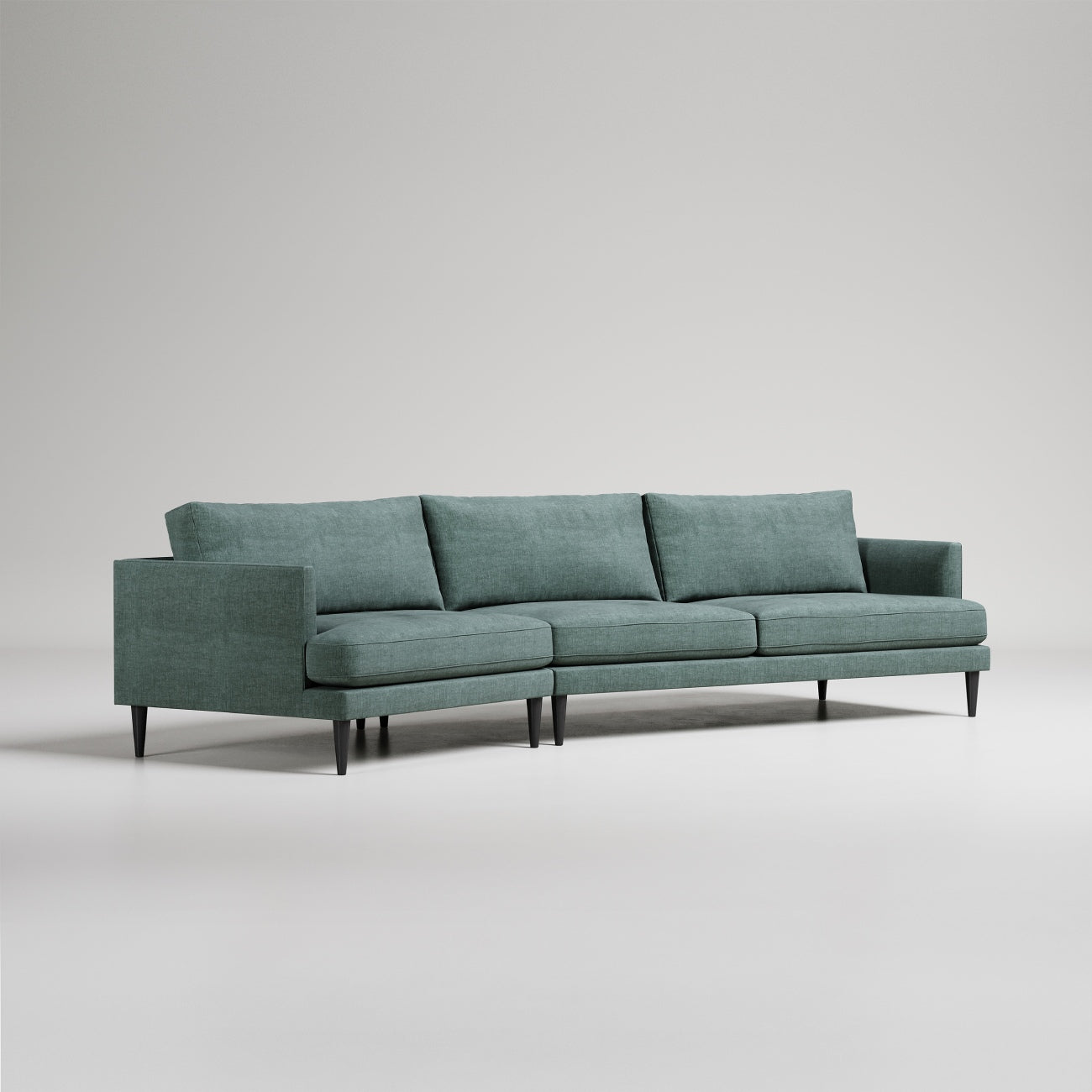 Light teal 3 seater angled sofa