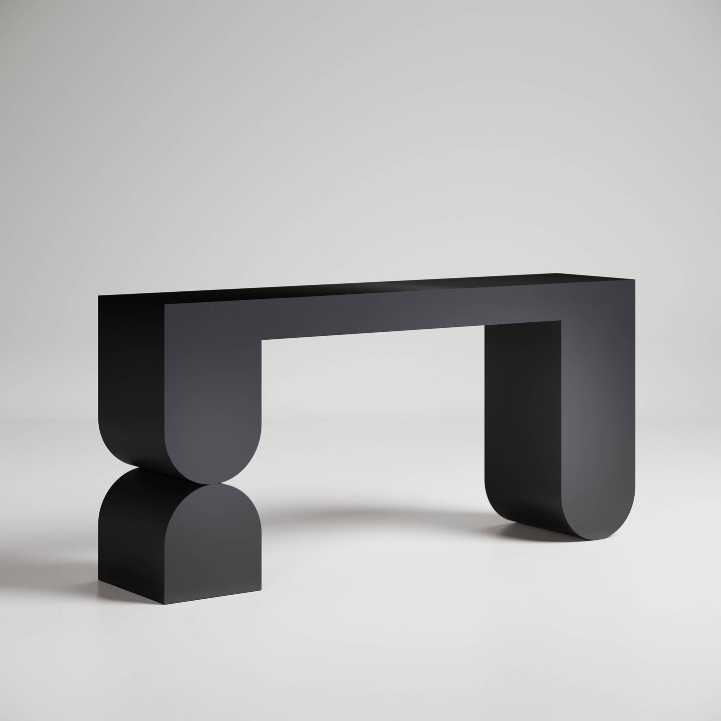 Black sculptural console table