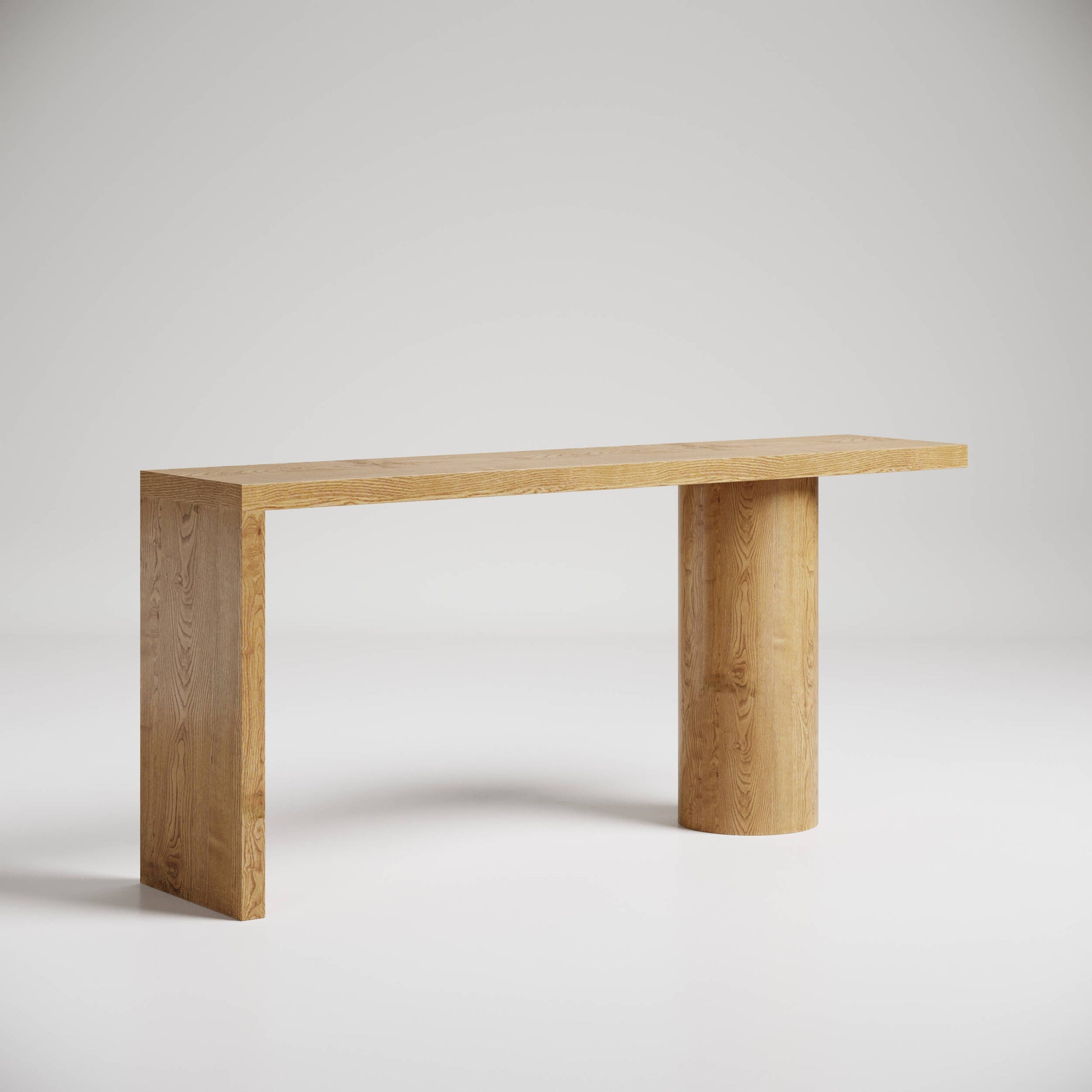 Asymmetrical oak console table